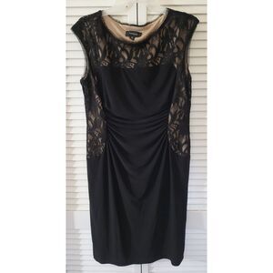 R&M Richards Dress Women Black Sheath Size 14 Lace Details